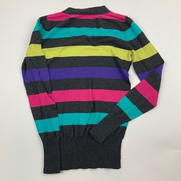 Kirra Sweater Womens Medium V Neck Long Sleeve Multicolor Stripes - Picture 6 of 6